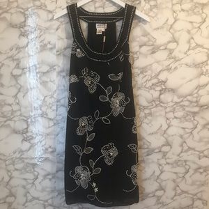 Max Studio Black Floral Stitch Dress